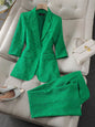 Half Sleeve Blazer And Pant Suit Ladies Women Female Jacket pant suit for women - www.Shopthatapp.com