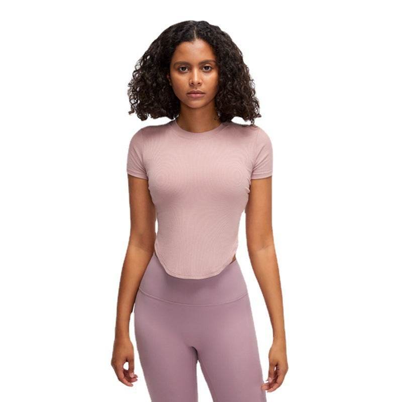 Nude feel Short-sleeved Workout Top Running gym top women - www.Shopthatapp.com