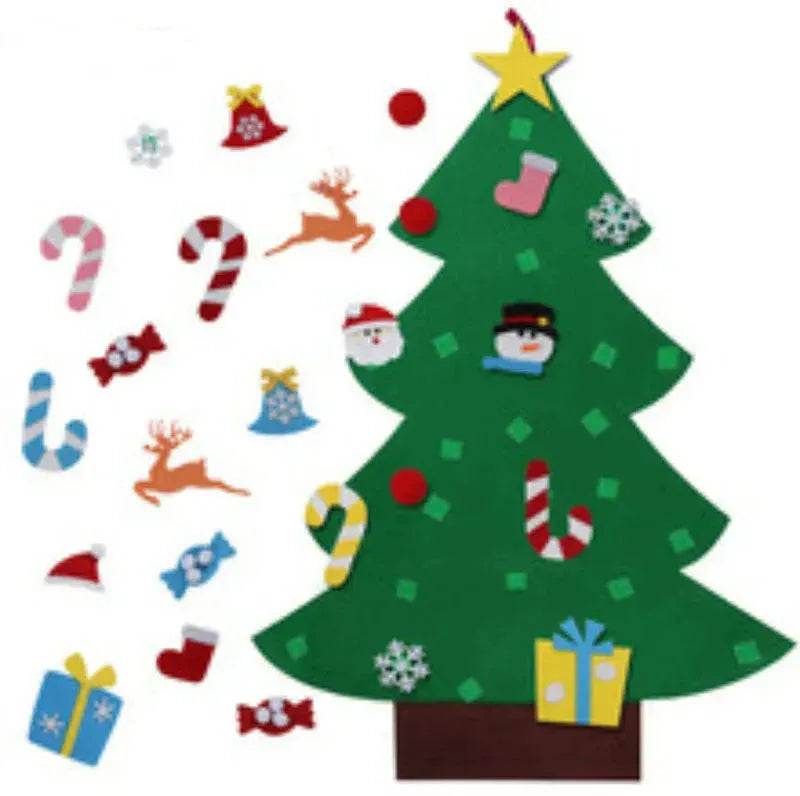 DIY Felt Christmas Tree New Year Toddler Kids Handmade Gift Toys Door Wall Hanging Ornaments Holiday Party Home Decor Set - www.Shopthatapp.com