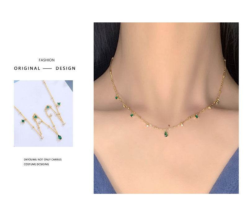 Generous water drop emerald zircon necklace - www.Shopthatapp.com