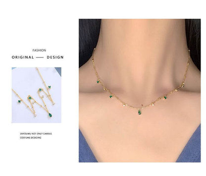 Generous water drop emerald zircon necklace - www.Shopthatapp.com