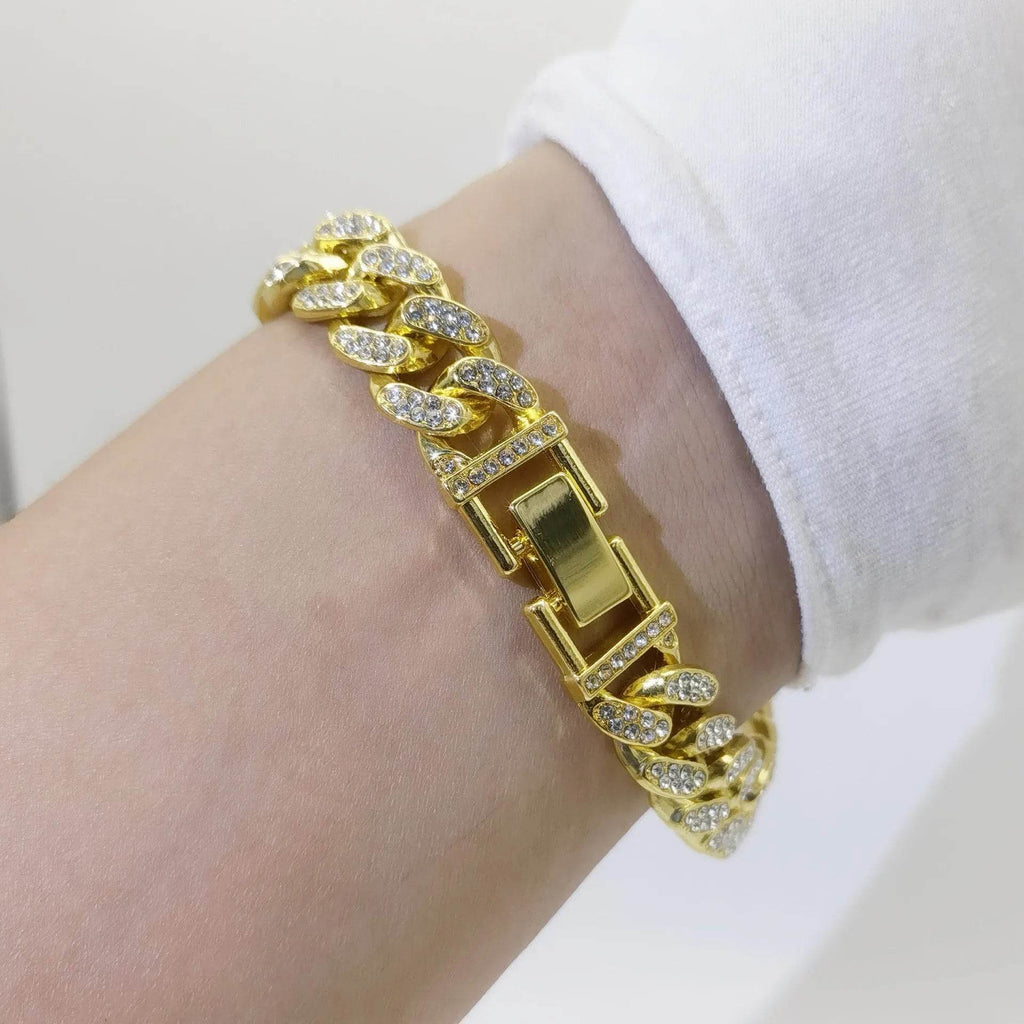 Flat Cuban Link Chain Diamond Bracelet - www.Shopthatapp.com