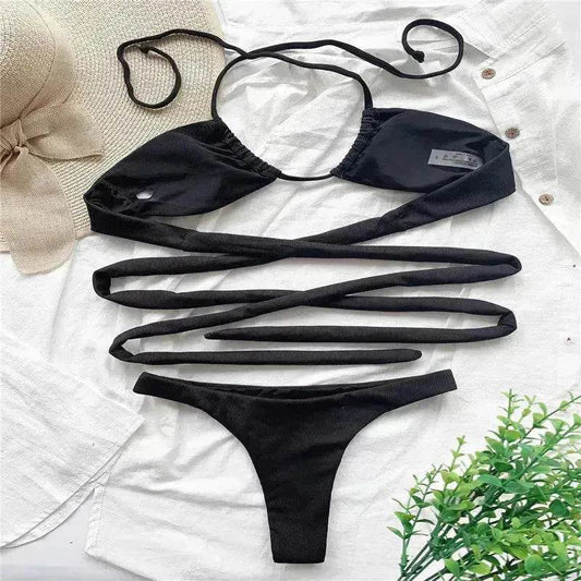 Solid Color Swimsuit Women Strappy Swimsuit Charming Bikini - www.Shopthatapp.com