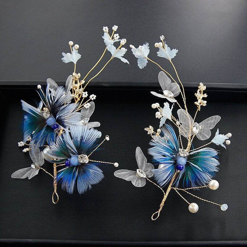 Bridal Wedding Hair Accessories Flower Headband Blue - www.Shopthatapp.com