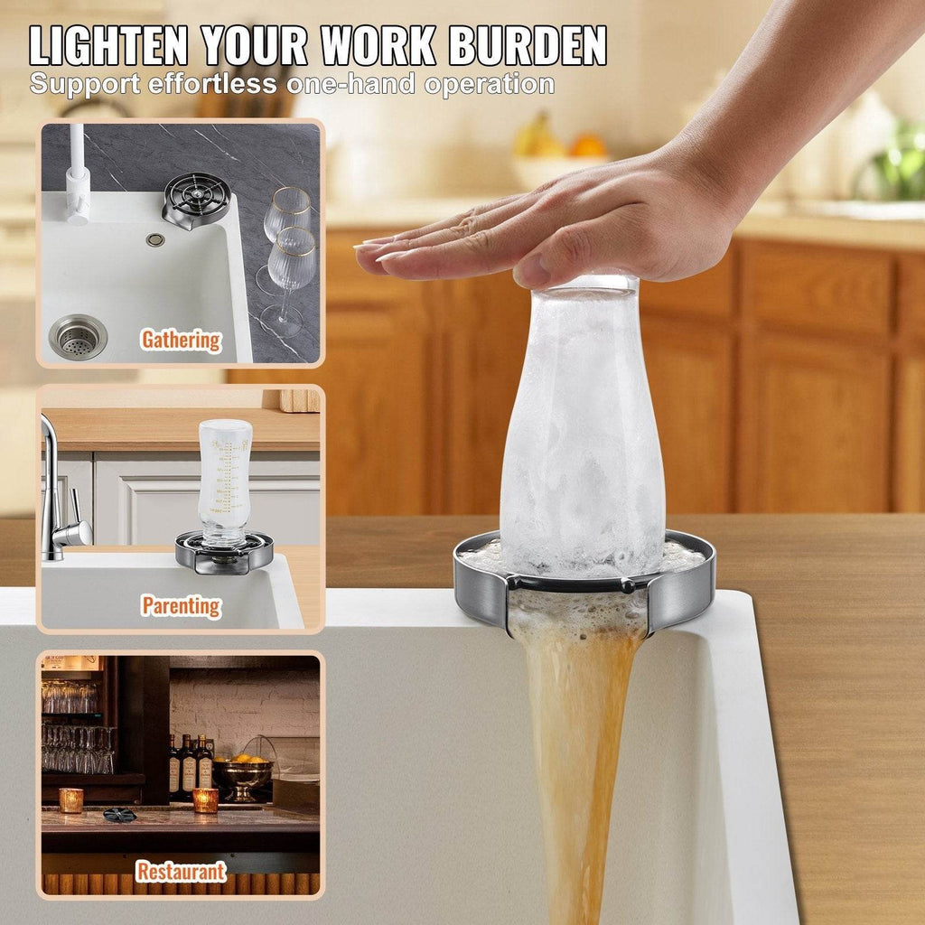 Glass Rinser, 10 Powerful Spraying Jets 360  Rotating Cup Rinser For Sink, 304 Stainless Steel Faucet Cup Washer With ABS Cup Holder For Baby Bottle, Glass Cup, Wine Glass - www.Shopthatapp.com