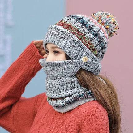Fall Winter knitted Woolen Balaclava Beanie hat for women - www.Shopthatapp.com