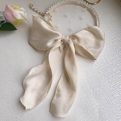 Silk satin oversized bow tie Hair Scrunchies ponytail Holder - www.Shopthatapp.com