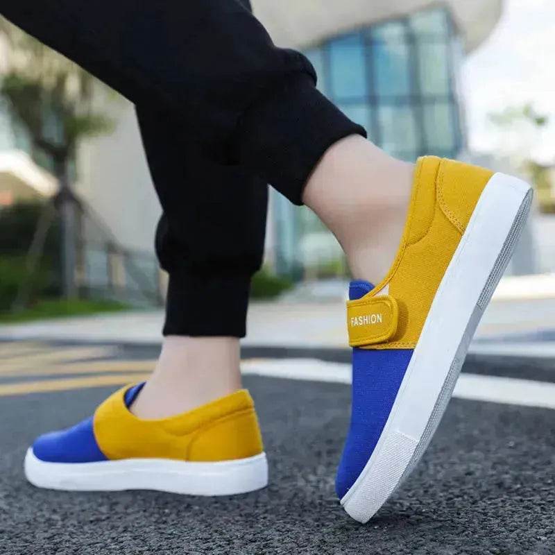 Canvas Flat Shoes Men Velcro Fashion Casual Unisex Sneakers - www.Shopthatapp.com