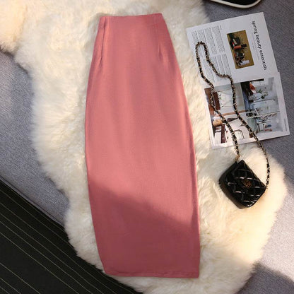 Women's drawstring Side Slit Pleated Hip Midi Skirt - www.Shopthatapp.com