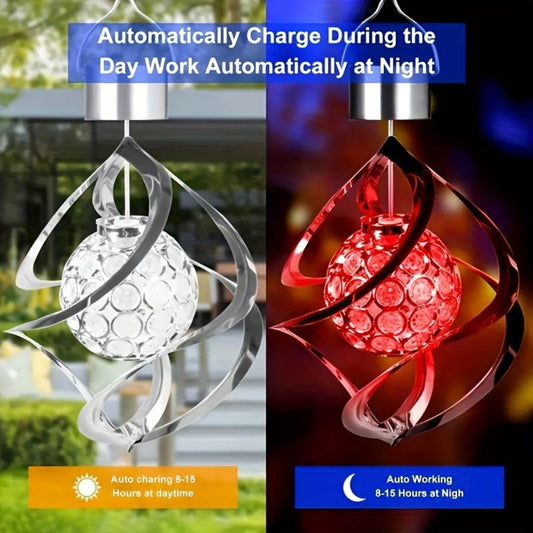 Wind Spinner Solar Light, LED Wind Chimes, Outdoor Decor Changing Color Ball Wind Chimes Solar Hanging Lantern For Home Garden Outdoor Decoration - www.Shopthatapp.com