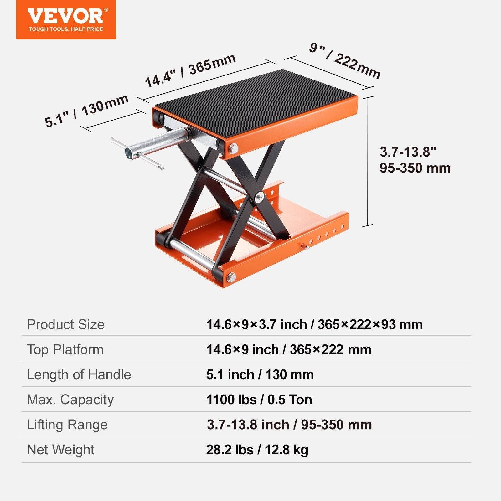 VEVOR Motorcycle Lift Scissors Lift Jack Center Hoist Crank Stand - www.Shopthatapp.com