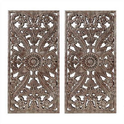 Distressed Carved Wood 2-piece Wall Decor Set - www.Shopthatapp.com