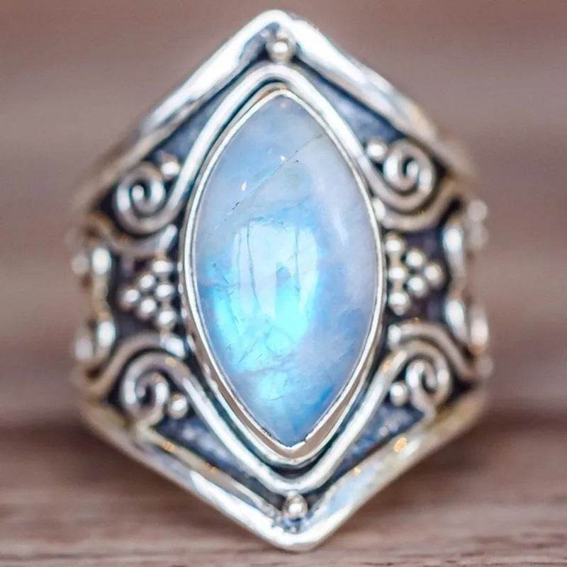 Fashion Antique silver vintage moonstone ring for men - www.Shopthatapp.com