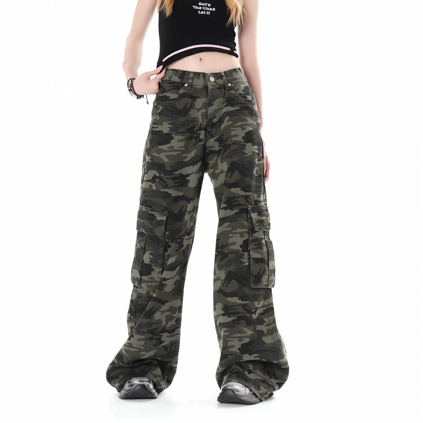Camouflage Multi Pocket Workwear Baggy Jeans Pant For Men And Women Lazy High Street Straight Tube - www.Shopthatapp.com