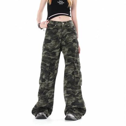 Camouflage Multi Pocket Workwear Baggy Jeans Pant For Men And Women Lazy High Street Straight Tube - www.Shopthatapp.com