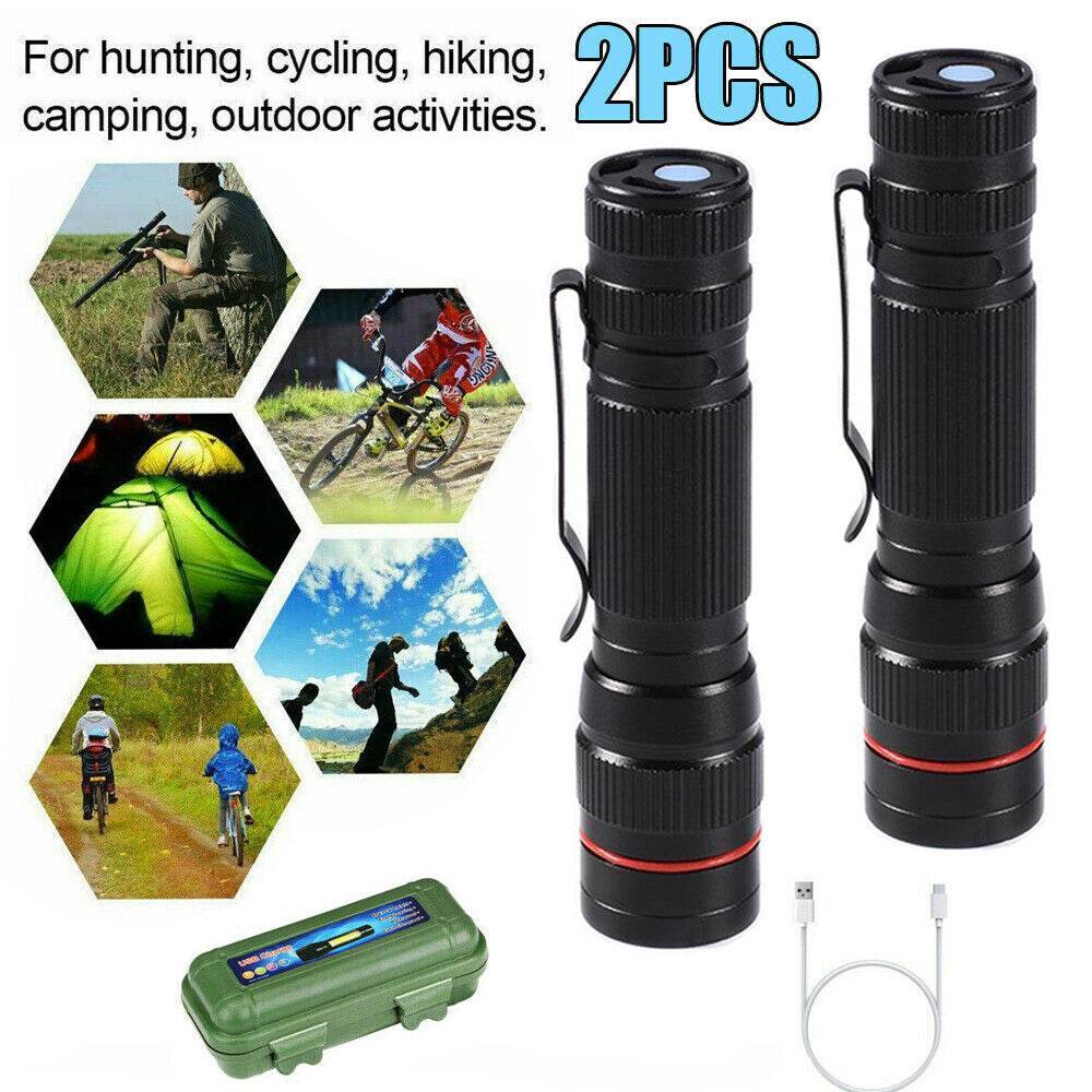 LED Military Flashlight USB Rechargeable Tactical Zoom Handheld Torch - www.Shopthatapp.com