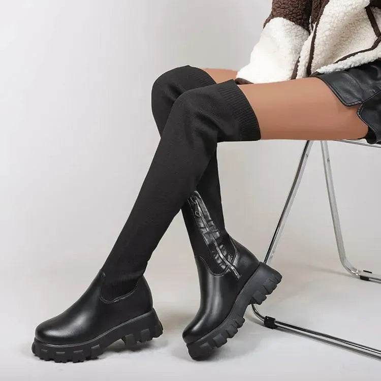 Long Boots Women Winter Shoes Fashion Side Zipper Knee High Boots - www.Shopthatapp.com
