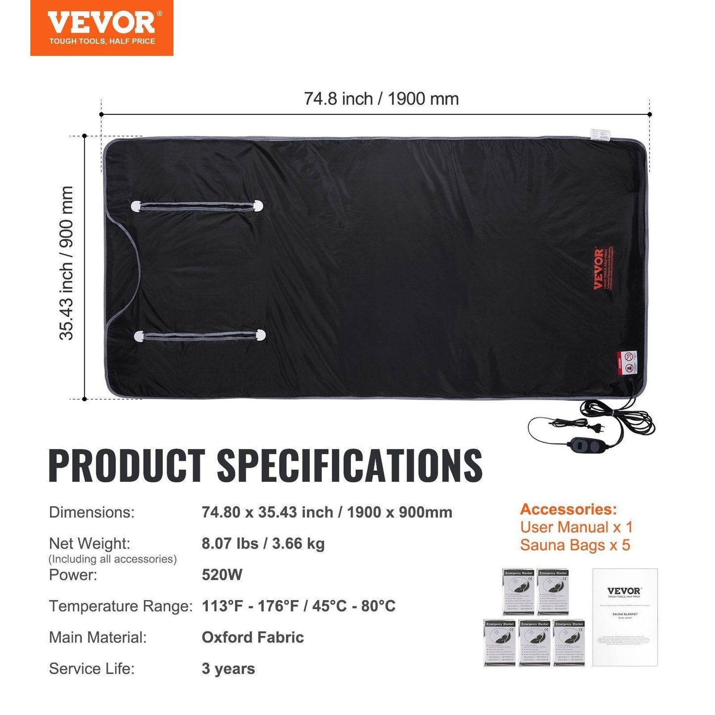 VEVOR Sauna Blanket For Detoxification, Portable Far Infrared Sauna For Home - www.Shopthatapp.com