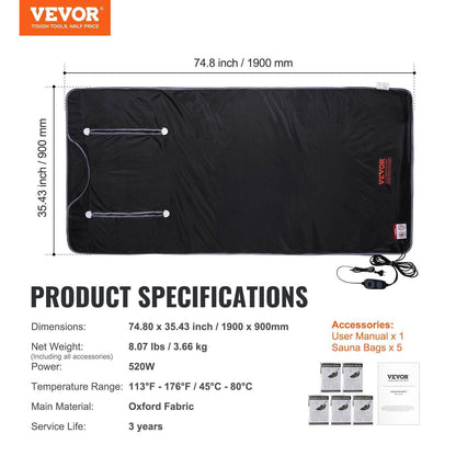VEVOR Sauna Blanket For Detoxification, Portable Far Infrared Sauna For Home - www.Shopthatapp.com