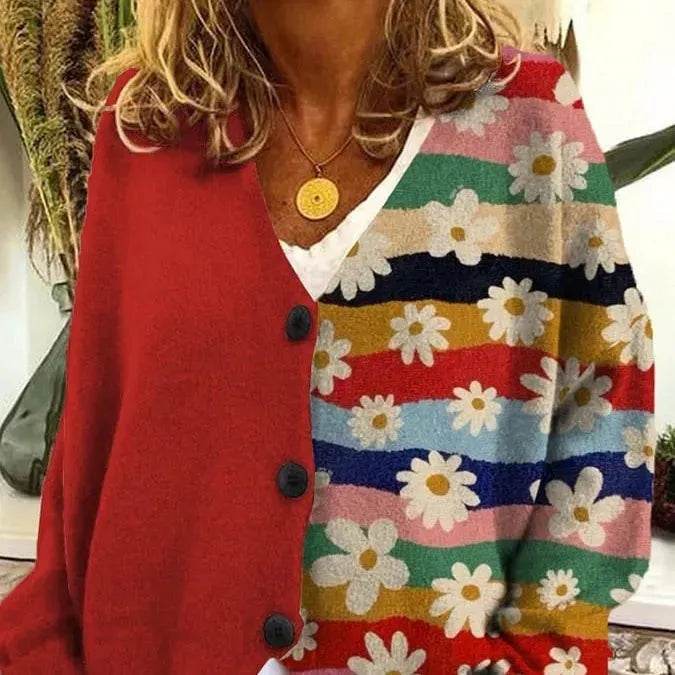 Casual Floral Cashmere button Cardigan Sweater for women - www.Shopthatapp.com