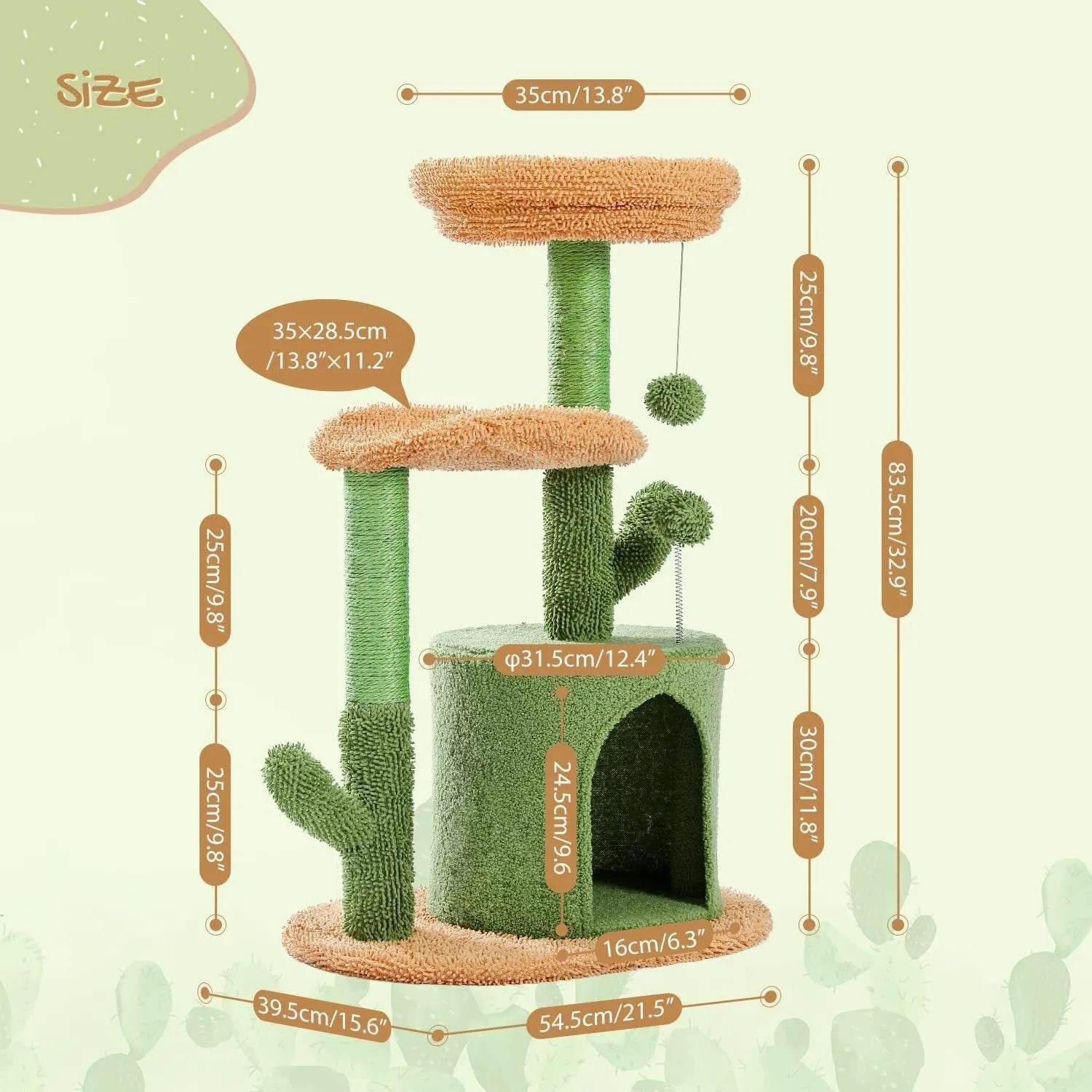 Climbing Frame Cat Nest Tree 32-inch Cactus Cat Climbing Frame - www.Shopthatapp.com