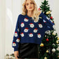 Christmas Sweater Women Cute Cartoon Santa Print Knit Sweater Winter Tops - www.Shopthatapp.com