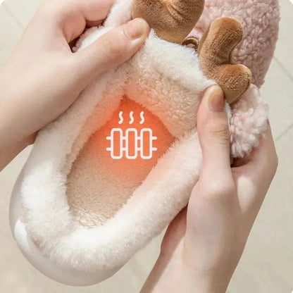 Christmas Shoes Winter Home Slippers Elk Soft Cozy Bedroom Slipper Slip On House Shoes - www.Shopthatapp.com