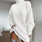 Winter Solid Knitted turtleneck sweater dress Mini - www.Shopthatapp.com