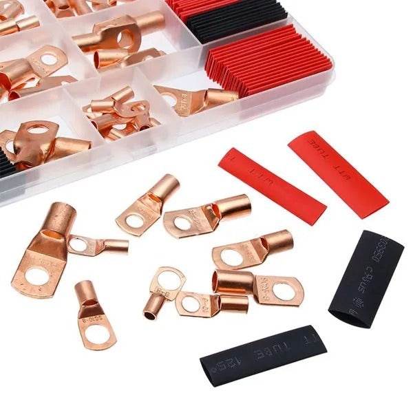 120Pcs Copper Wire Terminal Connectors, AWG 2 4 6 8 10 Copper Wire Lugs With Heat Shrink Set, 60Pcs Copper Wire Lugs And 60pcs Heat Shrink Tubing - www.Shopthatapp.com