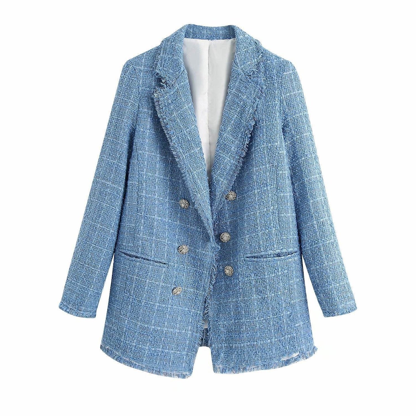Retro loose suit tweed women's blazer jacket casual women streetwear - www.Shopthatapp.com