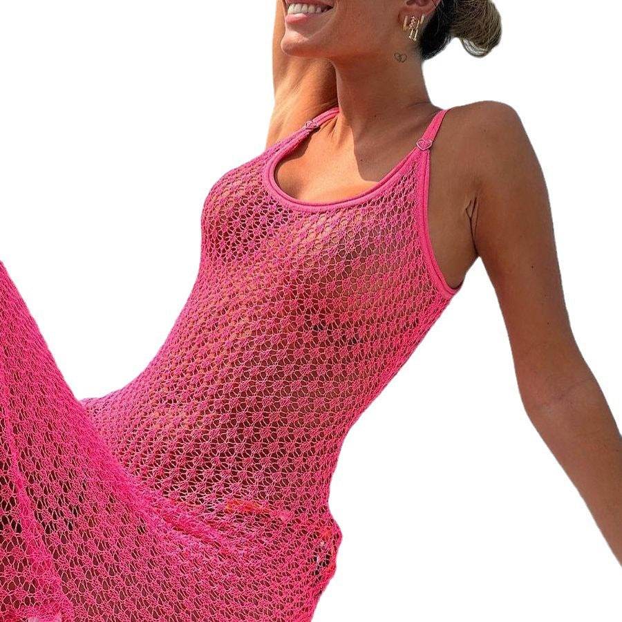 Solid Color Knitted Hollow Beach Bikini Swimsuit Blouse - www.Shopthatapp.com