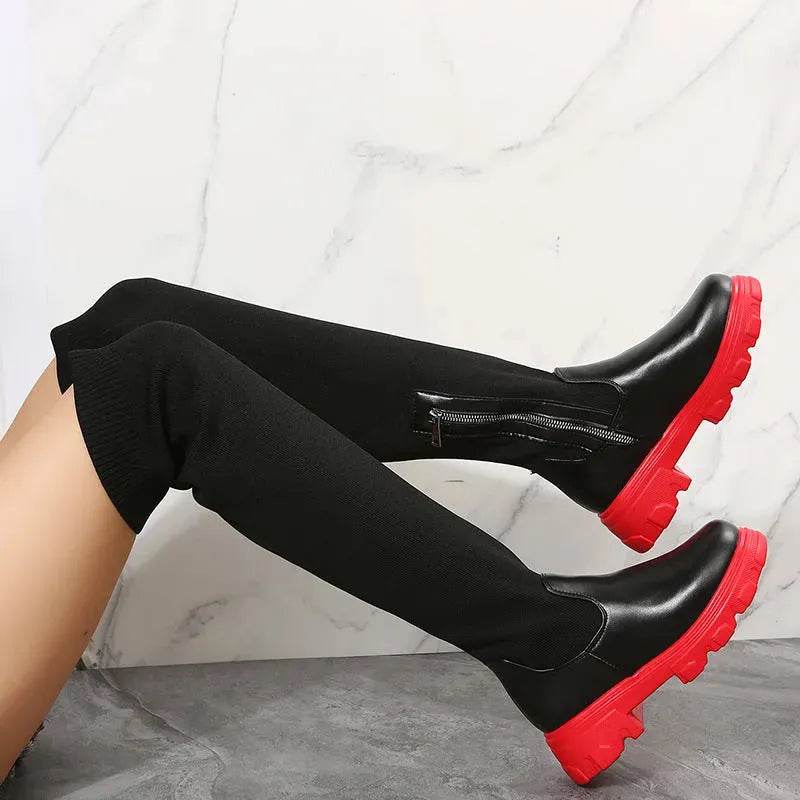 Long Boots Women Winter Shoes Fashion Side Zipper Knee High Boots - www.Shopthatapp.com