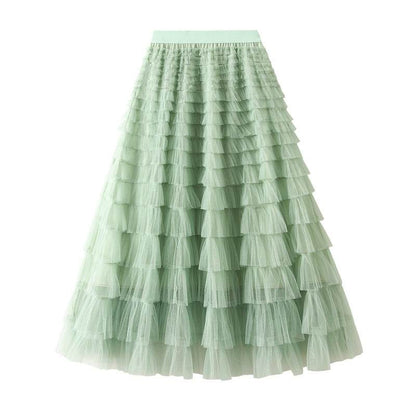 Cake Skirt Women's White Gauze long Layered tulle Skirt - www.Shopthatapp.com