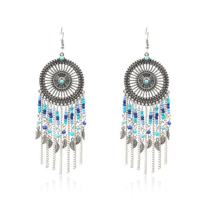 Beaded fringed hollow earrings - www.Shopthatapp.com