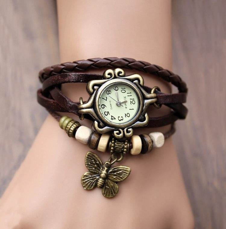 Cowhide winding bracelet watch - www.Shopthatapp.com