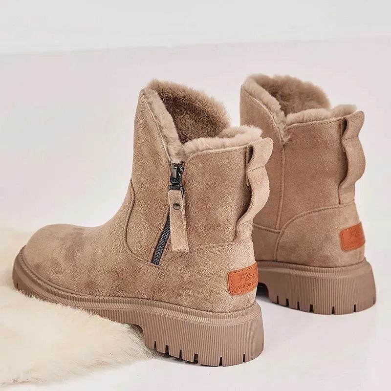 Thick Plush Snow Boots Women Faux Suede Non-slip Winter Shoes - www.Shopthatapp.com