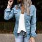 Fitted Denim Jacket Mid Length European American Style - www.Shopthatapp.com