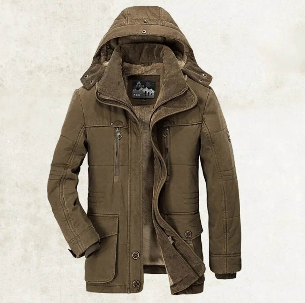 Thickened multi-pocket hooded men's cotton coat - www.Shopthatapp.com