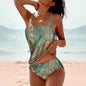 Bikini Beach Print Suspender Swimsuit Suit - www.Shopthatapp.com