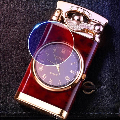 New Lighter With Electric Watch Rocker Arm Automatic Ignition Straight Blue Flame Lighter Creative Real Dial Inflatable Windproof Cigar Lighter Men's Watch Gift - www.Shopthatapp.com