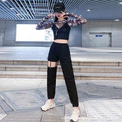 Party Club Dance Hip pop style Two piece Outfit set women - www.Shopthatapp.com