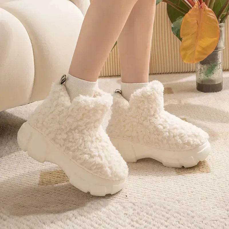 Winter Cashmere Snown Boots With 6cm Platform Warm Plus Velvet High-top Fleece Cotton Shoes Women Outdoor Indoor House Plush Shoes - www.Shopthatapp.com