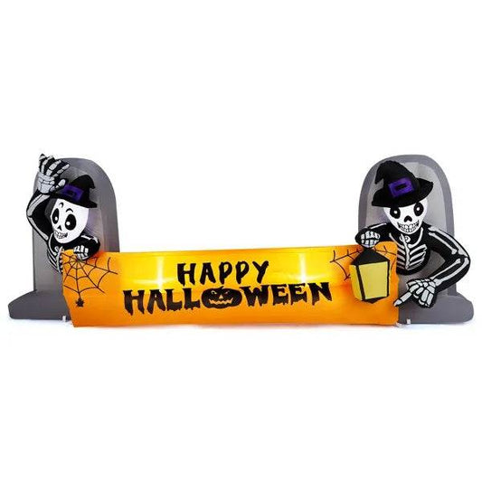 9.6FT Large Halloween Inflatable Decorations Skeleton Tombstone Banner, Outdoor Decorations Blow Up Yard Decor With Built-in LEDs For Halloween Holiday Party Outdoor Garden Yard Lawn Decor - www.Shopthatapp.com