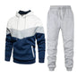 2pcs Winter Fashion Stitching Suit Outdoors Sports Suit Men's Sweatsuit Hoodie Outfit set - www.Shopthatapp.com