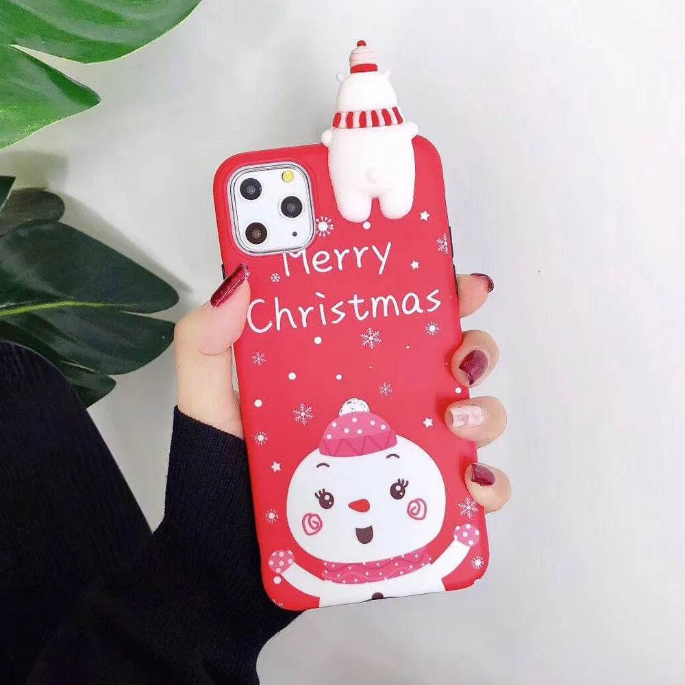 Merry Snowflakes Santa Deer Christmas-themed phone case - www.Shopthatapp.com