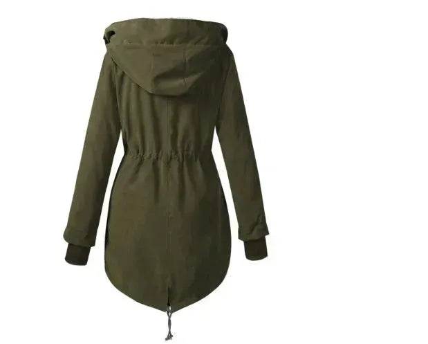 Women Work Hooded collar up Winter Jacket Woolen Lining - www.Shopthatapp.com