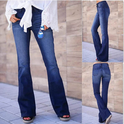 Women's mid-rise trousers bootcut jeans - www.Shopthatapp.com