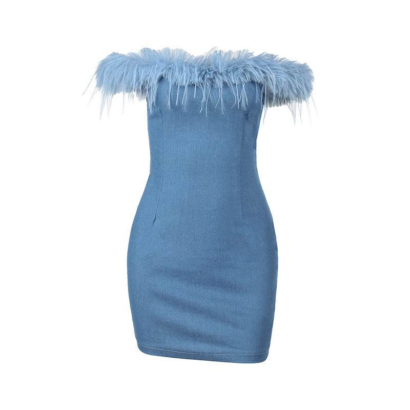 Women's Dress Fashion Denim Off-shoulder - www.Shopthatapp.com