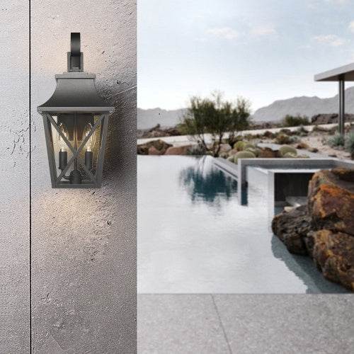 Black Outdoor Wall Light 2 Lights, Large Outdoor Modern Wall Light Fixtures, Industrial Porch Light Wall Mounted With Glass, Waterproof Farmhouse Exterior Light Lighting - www.Shopthatapp.com