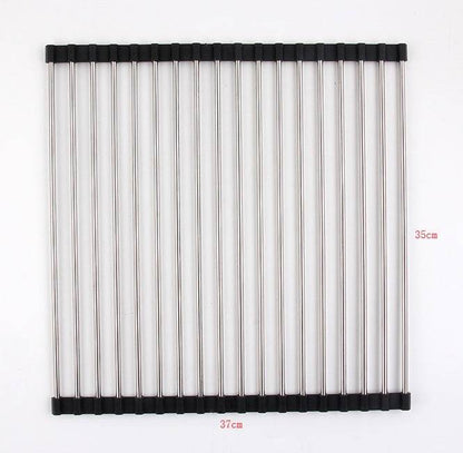 Folding Kitchen Drain Sink Rack Stainless Steel sink caddies - www.Shopthatapp.com